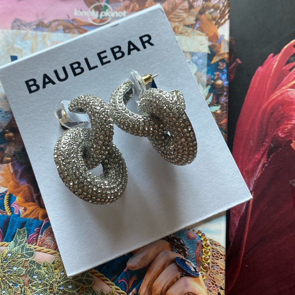 NWT baublebar pave double ring earrings